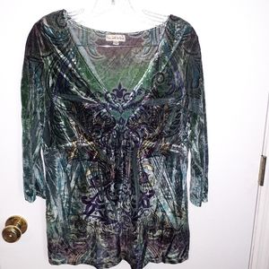 Live and Let Live velvet tunic size L
